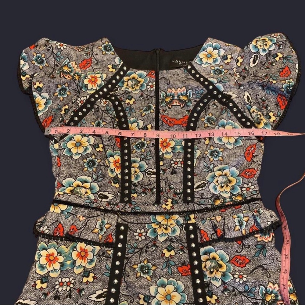 Laundry By Shelli Segal Gray Floral Midi Dress - Picture 4 of 8